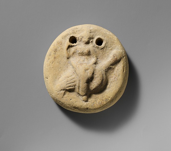 Terracotta disk with Aphrodite riding on a goose by an unrecorded maker, The Metropolitan Museum of Art