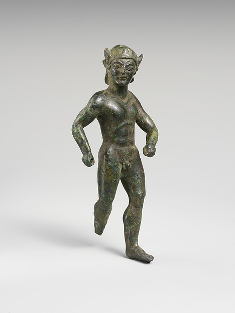 Bronze statuette of a striding warrior