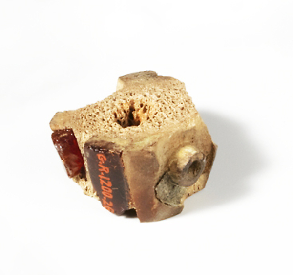 Bone and amber segment from a bronze fibula (safety pin) by an unrecorded maker, The Metropolitan Museum of Art