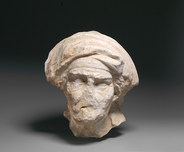 Marble head of an old woman