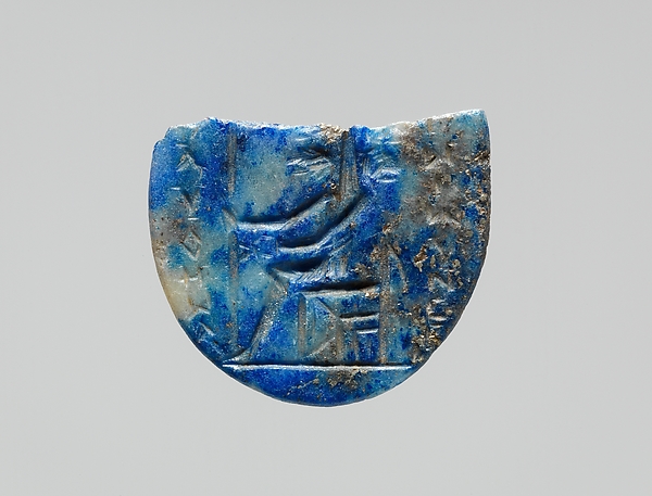 Lapis lazuli intaglio: Seated deity
