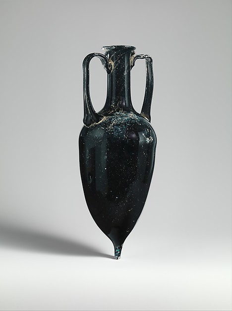 Glass two-handled bottle (amphora)