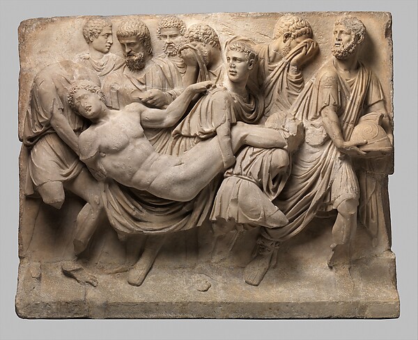 Marble sarcophagus fragment