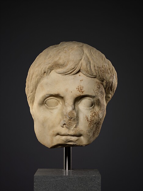 Colossal marble head of the emperor Augustus