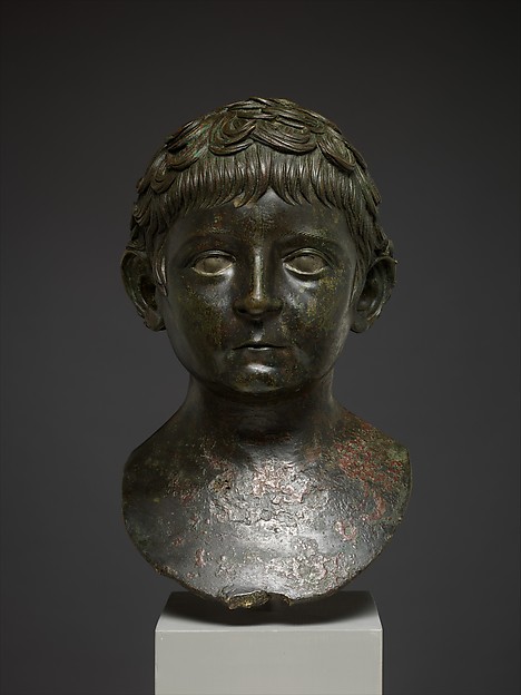 Bronze portrait bust of a young boy