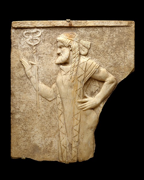 Marble relief with Hermes, 27 BCE–68 CE
