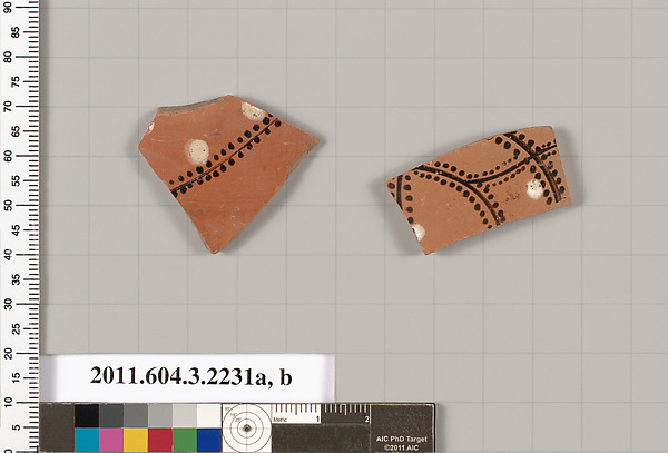 Terracotta fragments of kylikes (drinking cups)