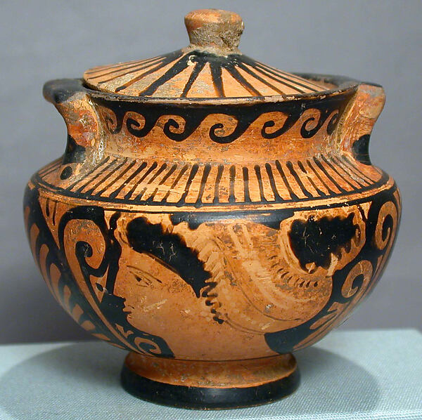 Terracotta stamnos (jar) with lid by an unrecorded maker, The Metropolitan Museum of Art