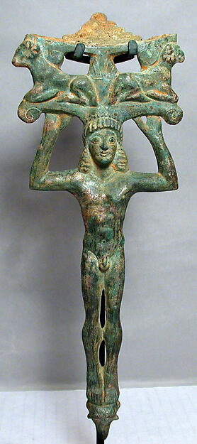Bronze handle of a patera by an unrecorded maker, The Metropolitan Museum of Art