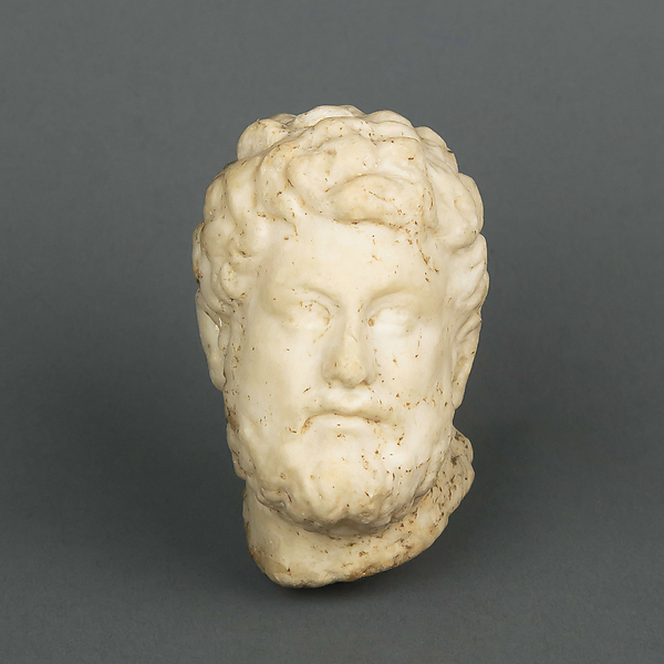 Marble statuette head of a bearded man
