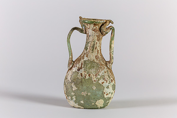 Glass two-handled bottle