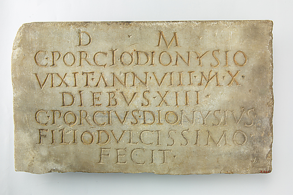 Marble plaque with funerary inscription by an unrecorded maker, The Metropolitan Museum of Art