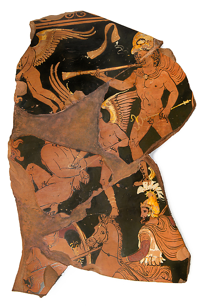 Fragment of a terracotta volute-krater (bowl for mixing wine and water); joins 19.192.81.5,.10,.19 by Baltimore Painter, The Metropolitan Museum of Art