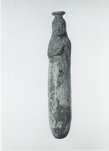Terracotta alabastron in the form of a woman