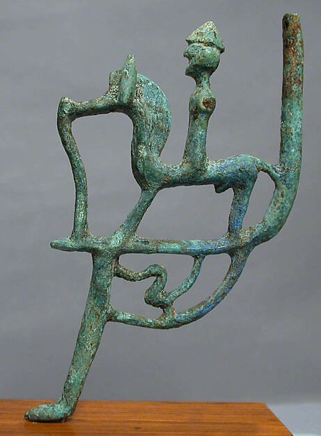 Bronze leg of a cauldron with horseman and bird by an unrecorded maker, The Metropolitan Museum of Art