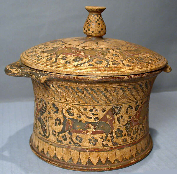 Terracotta pyxis with lid by an unrecorded maker, The Metropolitan Museum of Art