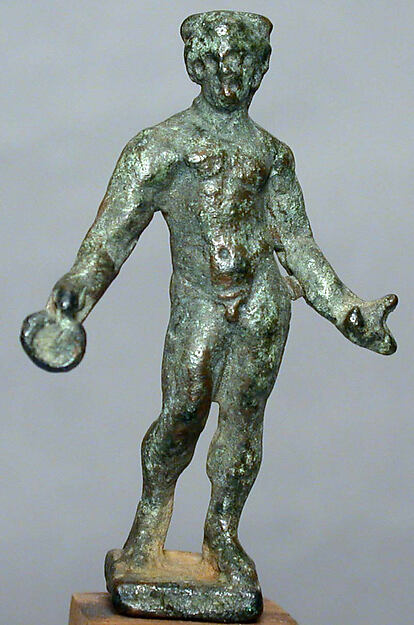 Bronze statuette of Dionysos holding a patera by an unrecorded maker, The Metropolitan Museum of Art