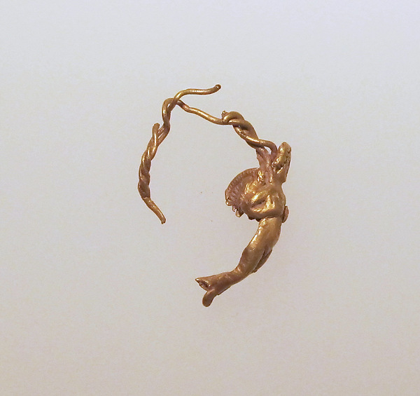 Gold earring with winged Eros by an unrecorded maker, The Metropolitan Museum of Art