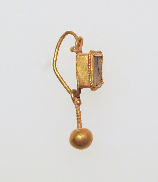 Earring with ball pendant and paste setting by an unrecorded maker, The Metropolitan Museum of Art
