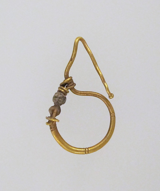 Earring, delta-shaped with beads