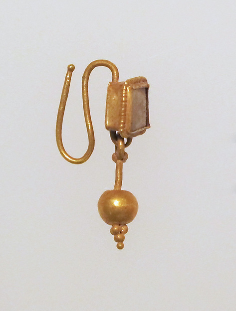 Earring-hook type with ball pendant and paste setting by an unrecorded maker, The Metropolitan Museum of Art