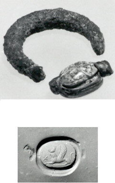 Silver ring with plasma scarab in a gold setting by an unrecorded maker, The Metropolitan Museum of Art