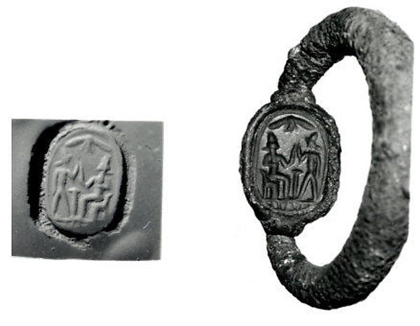 Silver swivel ring with sard scarab
