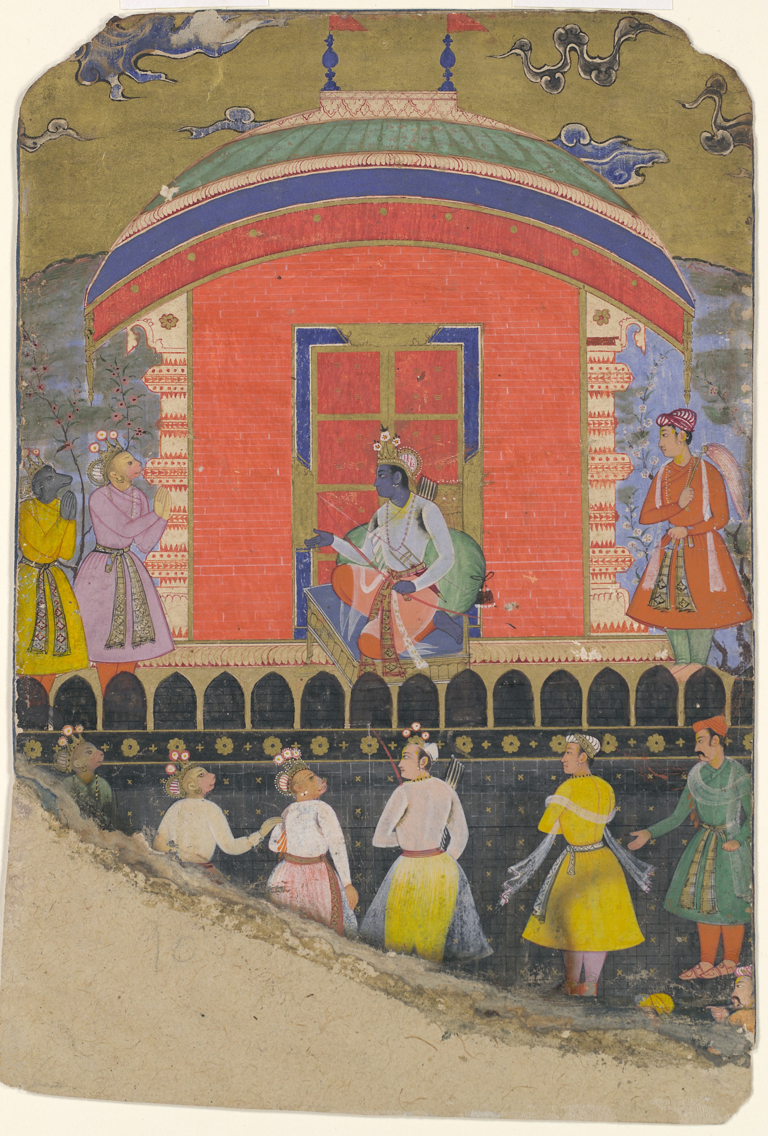 Vishnu avatars: Rama Receives Sugriva and Jambavat, the Monkey and Bear Kings, Ramayana, ca. 1605, India, The Metropolitan Museum of Art, New York, NY, USA.