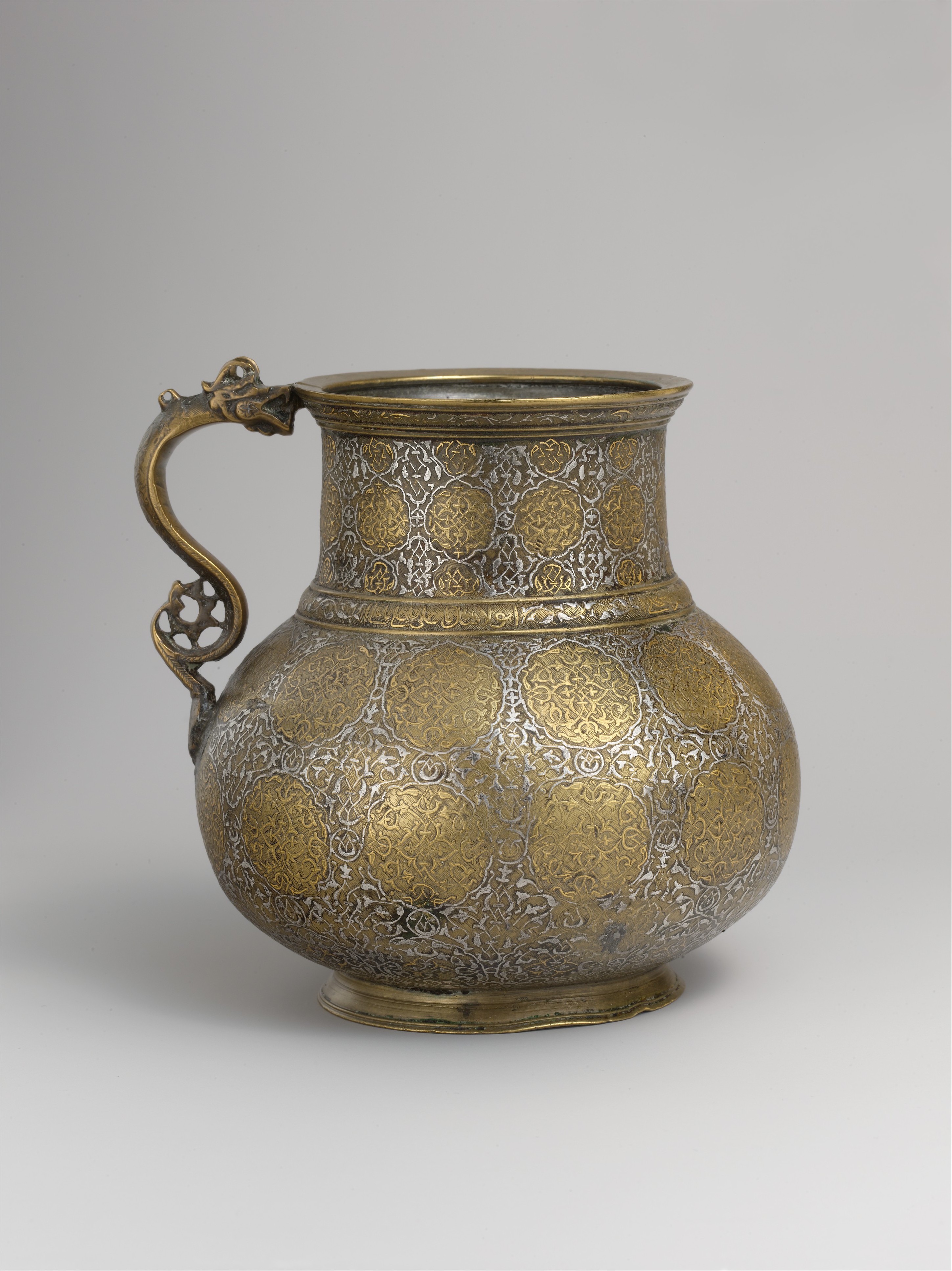 Dragon handled jug with a inscription written in Arabic Naskh. Safavid ...