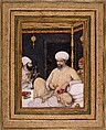 Sultan Ibrahim 'Adil Shah II Venerates a Sufi Saint, 'Ali Riza 'Abbasi (Indian, active ca. 1600–1650), Ink, opaque watercolor, and gold on paper