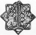 Star-Shaped Tile, Stonepaste; overglaze luster-painted