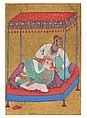 Portrait of an Ahmadnagar Ruler Reclining beneath a Takht (seat), Paris Painter, Ink, opaque watercolor, and gold on paper