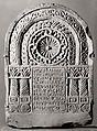 Funerary Stele with Architectural Frame, Limestone; carved in relief and painted