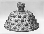Embossed Candlestick, Stonepaste; applied decoration, monochrome painted under turquoise glaze