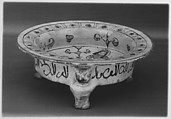 Footed Bowl, Stonepaste; stain and overglaze painted