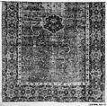 Carpet, Cotton (warp and weft), wool (pile); asymmetrically knotted pile 