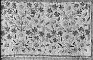 Towel End, Linen, silk, metal wrapped thread; plain weave, embroidered