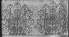 Textile Fragment, Linen, silk, metal wrapped thread; plain weave, embroidered