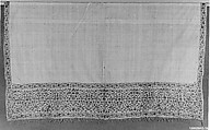 Scarf, Cotton; embroidered with silk and metal wrapped thread