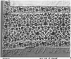Scarf, Cotton; embroidered with silk and metal wrapped thread