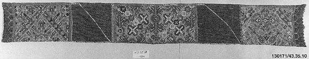 Strip, Linen embroidered with silk