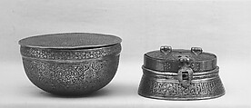 Bowl, Brass; inlaid with silver