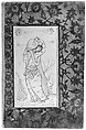 Woman Carrying a Vase, Ink, watercolor, and gold on paper