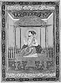 Portrait of Shah Jahan on the Peacock Throne, Ink, opaque watercolor, and gold on paper