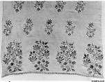 Scarf, Cotton and metal wrapped thread; embroidered