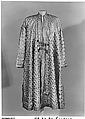 Coat, Silk, metal wrapped thread; twill weave, brocaded, applied decorative braid and enclosure