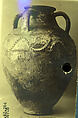 Jar, Earthenware; monochrome glazed, applied decoration