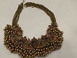 Necklace with Embellished Amulet Forms, Gold, precious stones