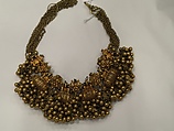 Necklace with Embellished Amulet Forms, Gold, precious stones