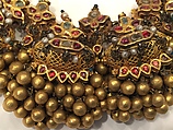 Necklace with Embellished Amulet Forms, Gold, precious stones